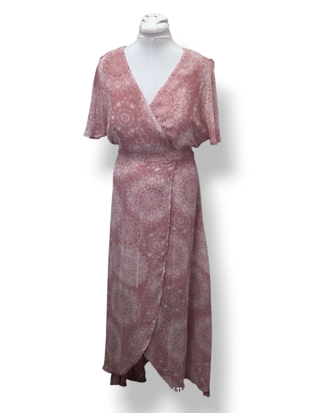 Luxology Women’s Wrap Front Mini Dress with Sheer Overlay, Pink, size 10